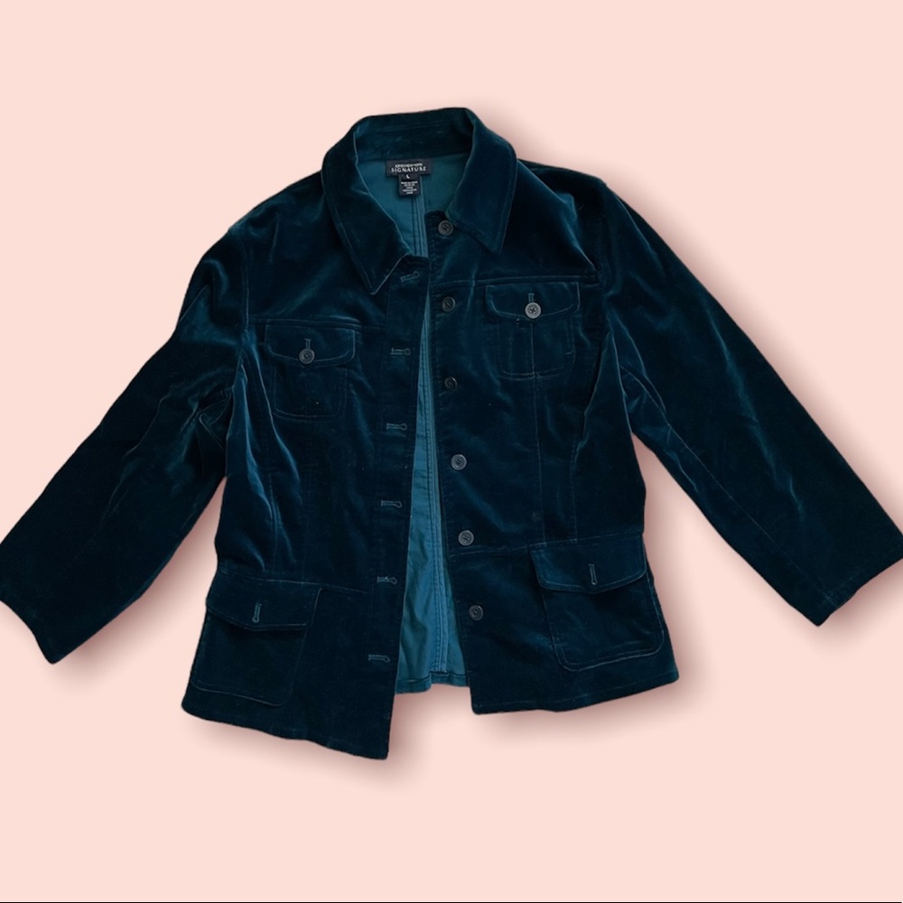 Women's Jones New York Teal Velvet Coat